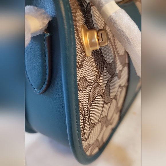 Coach Swinger in signature jacquard with teal color. - Picture 12 of 12